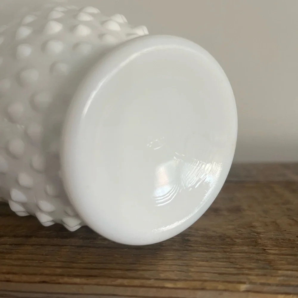 Vintage Fenton Milk Glass Hobnail Handkerchief  Vase
